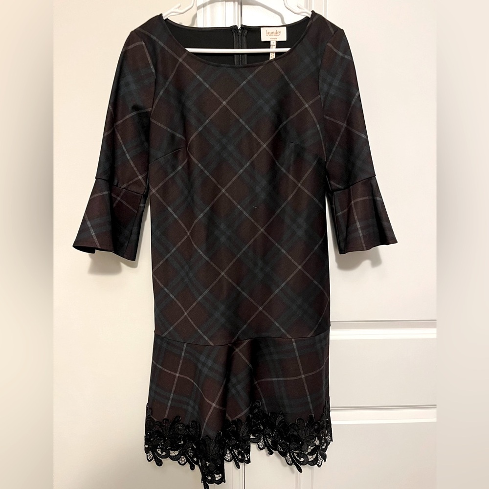 Laundry By Shelli Segal 3/4 Bell Sleeve Dark Merlot Dress